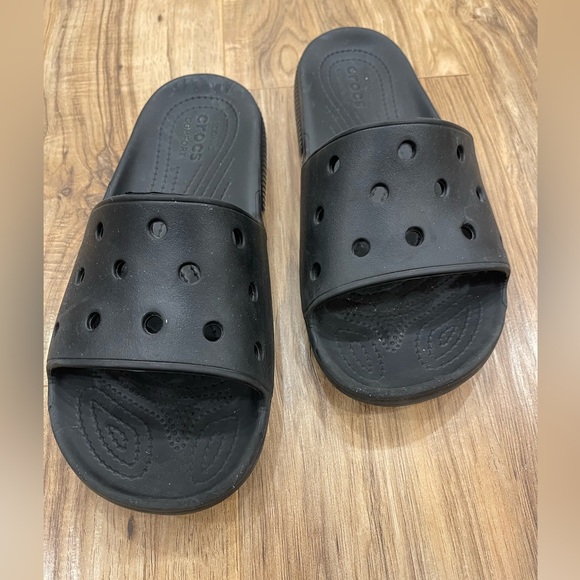 Crocs Unisex Classic Slide Sandals, Black Size 10M/12W - Picture 2 of 4